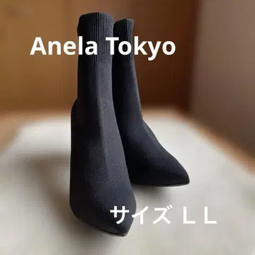 미사용 새상품! Anela Tokyo 블랙 니트 삭스 부츠 하이힐