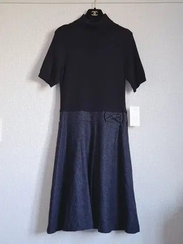 [ 새상품 ] GALLERY VISCONTI 니트 도킹 트위드 원피스