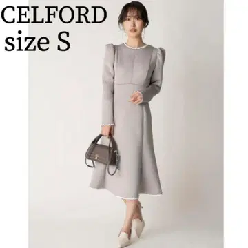 CELFORD 레이스 트리밍 분또 원피스 베이지 36