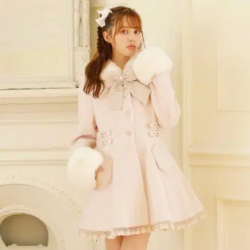 LIZLISA 비쥬 리본 미니 A라인 코트 핑크