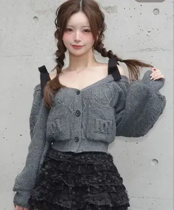 Darich 다리치 숄더 리본 V넥 니트탑