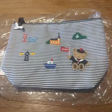 파미리아 스트라이프 패턴 자수 파우치