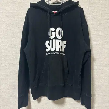 Slyde 블랙 GO SURF 로고 후드티 M