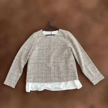 트위드 긴팔 튜닉 베이지와 화이트