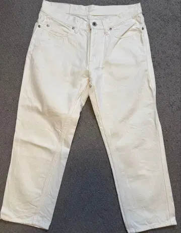 BEAMS 코튼 팬츠 화이트 남성용 사이즈 31