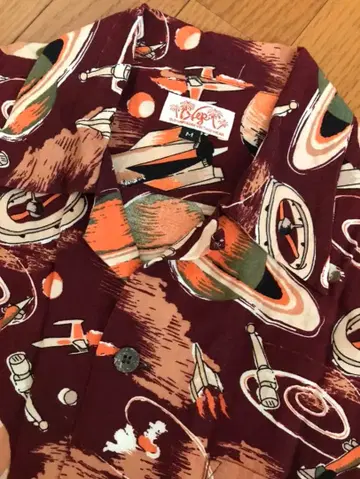 Tropical 우주 테마 반팔 하와이안 셔츠 M