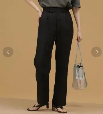 나노 유니버스 린넨 팬츠 하이웨스트 36 차콜 스트레이트 팬츠