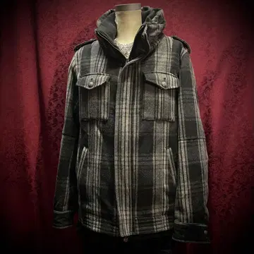 아카이브 그레이 체크 자켓 밀리터리 시크 스타일 v y 2 k