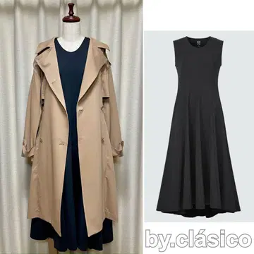 슬림 유니클로x띠어리 울트라 스트레치 플레어 롱 원피스