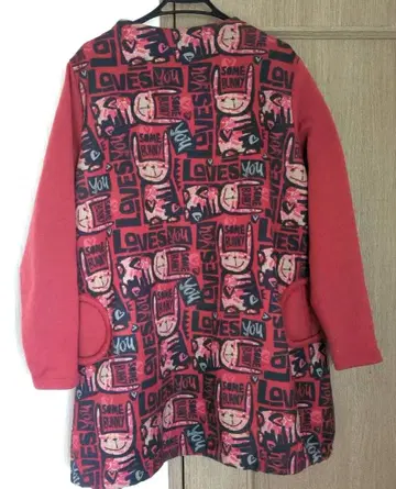 토끼 프린트 빨간색 계열 긴팔 원피스 ZERO 겨울 의류