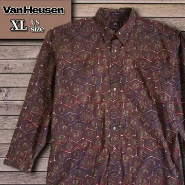 [레어] 90s VAN HEUSEN 총무늬 허니콤 어스 컬러 2XL 상당