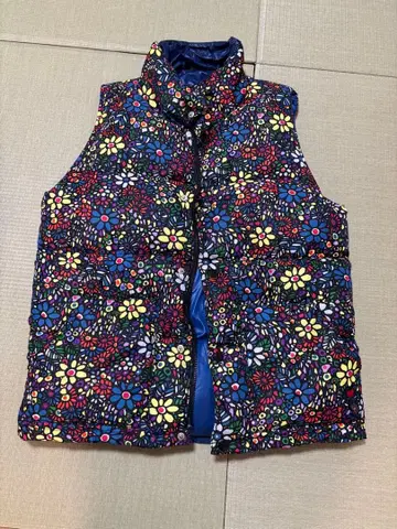 Bohemians 꽃무늬 다운 베스트 네이비 리버서블