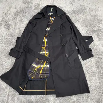 LOUNIE 탈부착 가능! 충전솜 이너 포함 블랙 트렌치코트