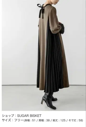 SUGAR BISKET 리본 포함 플리츠 드레스 프리 사이즈