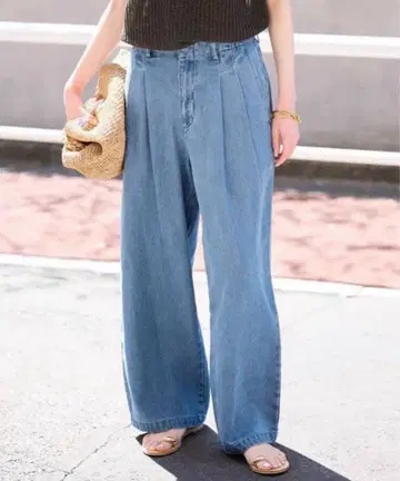 슬로브 이에나 LEDENIM BLUR TUCK TROUSER 데님