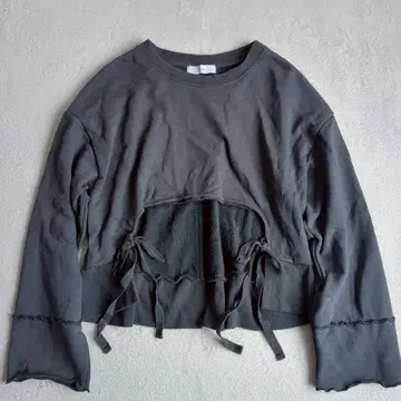 디스코트 사이드 리본 맨투맨 크롭 00s 그런지 Y2K F