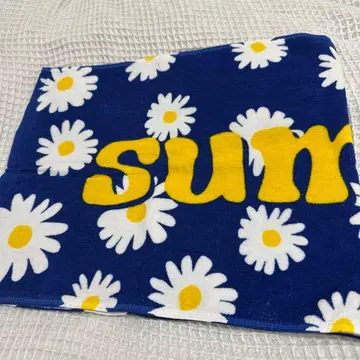 sumika 타월 파란 바탕 꽃무늬