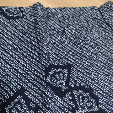 염색풍 리플 유카타 남색 시침질 실 포함