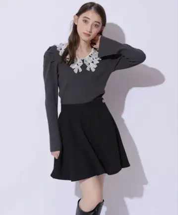 리본 레이스 니트 풀오버