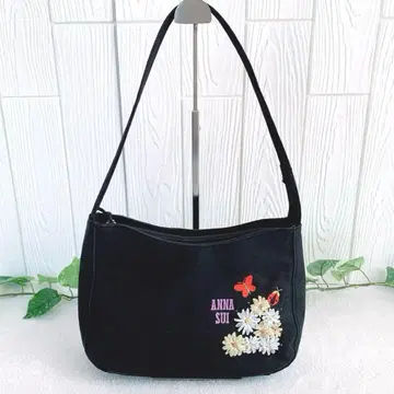 ANNA SUI 안나수이 숄더백 캔버스 소재 입체 장식 블랙