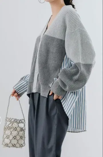 새상품 refinedworks 스트라이프 패턴 도킹 니트 가디건