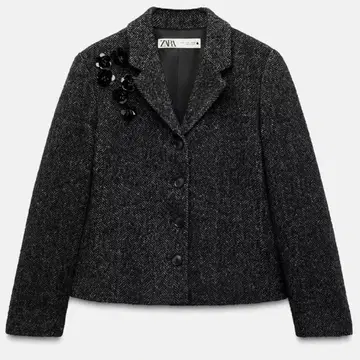 ZARA 헤링본 자수 블레이저