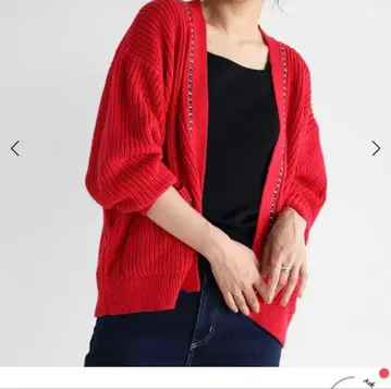 야마다야 미사용 새상품 vin 가죽 메탈 라인 니트 가디건