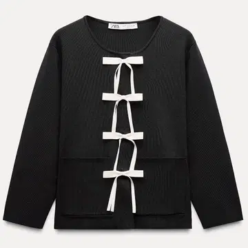 ZARA 리본 니트 가디건