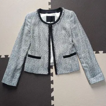 언타이틀 노카라 트위드 자켓 L 입학 졸업 세레모니