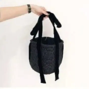 블랙 뜨개질 숄더백