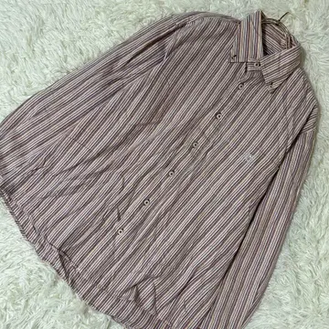 CHAPS 스트라이프 패턴 긴팔 셔츠 더스티 핑크 오렌지 M