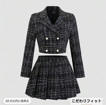 shein Sweetra 트위드 셋업 블랙 화이트