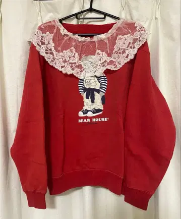 BEAR HOUSE 구제 의류 리메이크 맨투맨 곰 레드