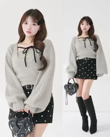 Darich 다리치 아지메 레이어드 니트탑 그레이