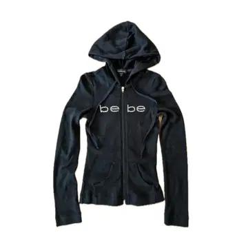 Y2K bebe 블랙 후드티 S 스톤 지퍼 후드티