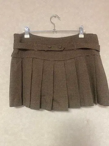체크 무늬 플리츠 미니 스커트 벨트 포함