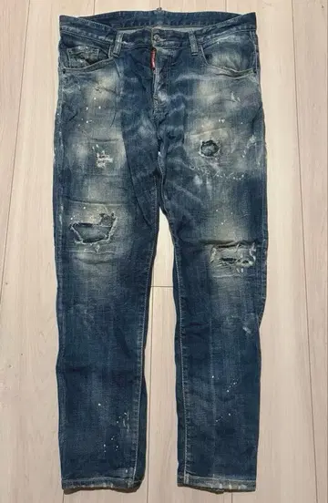 DSQUARED2 데미지 진 남성용 50 사이즈 페인트 가공 데님