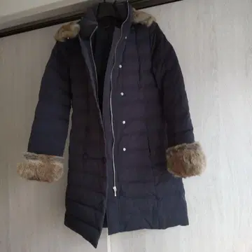 네이비 롱 다운 자켓 퍼 포함