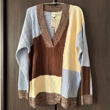 새상품 H&M 패치워크 니트