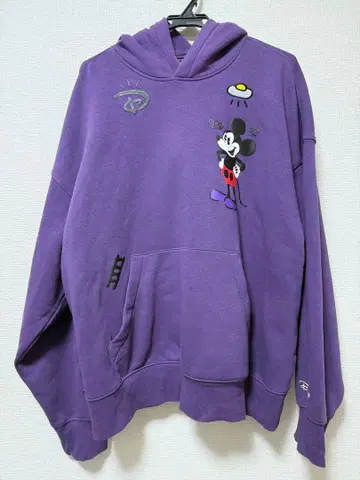 h&m 디즈니 100주년 콜라보 후드티 보라색 미키마우스