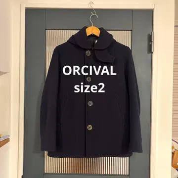ORCIVAL 싱글 피 코트 네이비