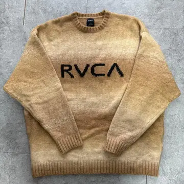 RVCA 로고 니트 스웨터 베이지 크루넥