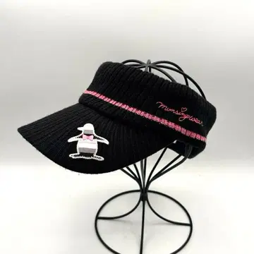 먼싱웨어 니트 선바이저 가을/겨울 블랙 귀마개 프리 사이즈