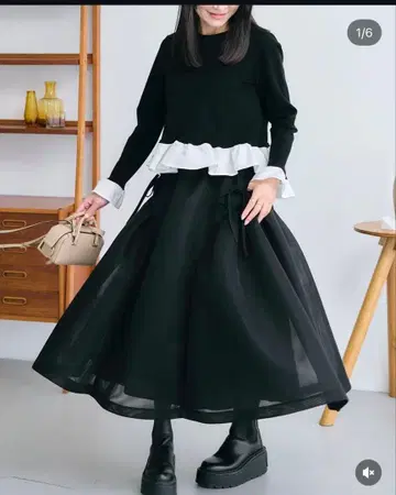 maronenonfee 블랙 플레어 스커트