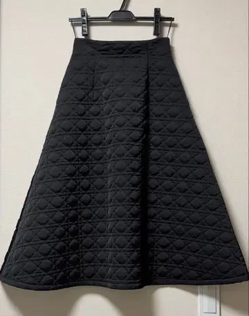 ESTNATION 퀼팅 플레어 스커트 블랙 36
