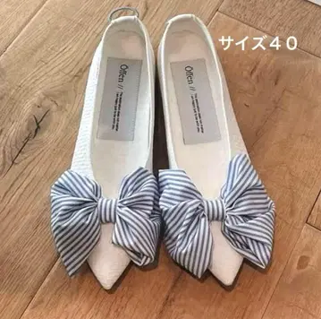[미사용 새상품] unminou offen 스트라이프 리본 슈즈 40