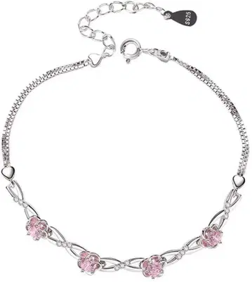 MIKAMU 여성용 팔찌 루비 실버 925 순은제 벚꽃 모티브