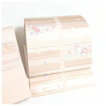 순수 실크 [니부시키 나고야 오비] 크림 꽃 무늬 간편 장착 일본 의류