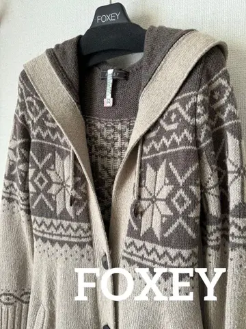 FOXEY 노르딕 니트 롱 코트