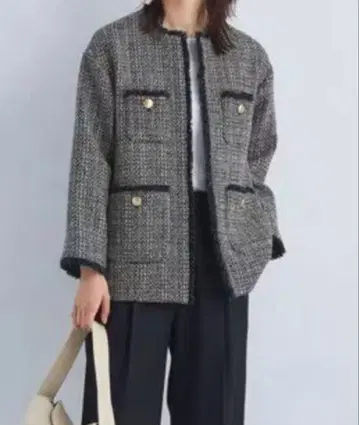 그린 라벨 트위디 포켓 노카라 자켓